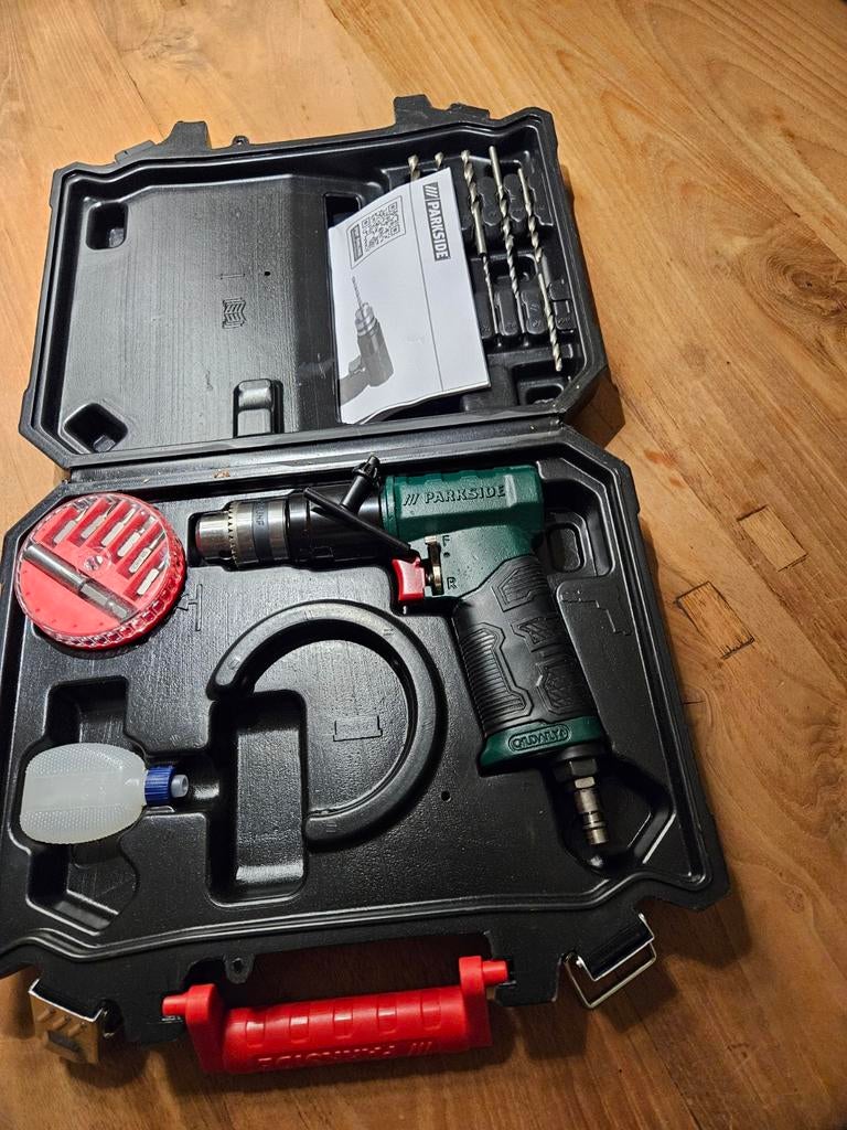 Parkside Lucht Boormachine - Nieuwstaat met accessoires, Variabele snelheid, Nieuw, Minder dan 400 watt, Ophalen