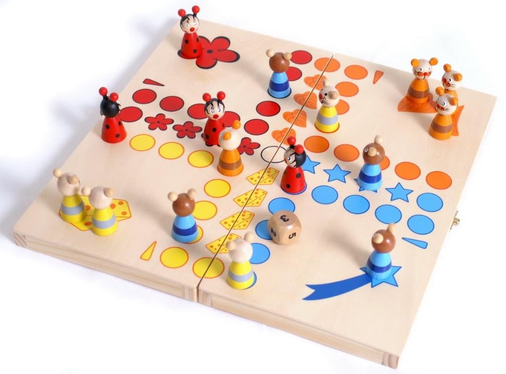 Bordspel dieren (ludo) houten reisspel in opbergdoos, Achimer Str. 5, 27755 Delmenhorst, Duitsland, Legler, Info@hopsa.nl, Nieuw