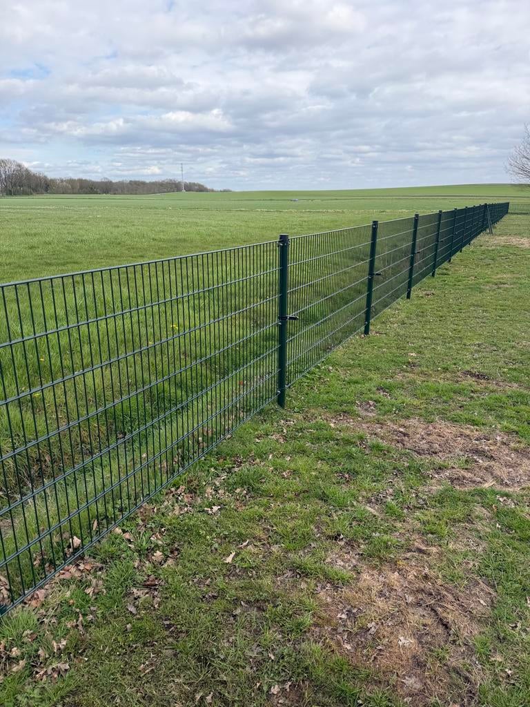 450 meter dubbel staafmat hekwerk groen 250 cm B 123 cm hoog, Tuin en Terras, Ophalen, Nieuw, IJzer, Dubbelstaafmat hekwerk