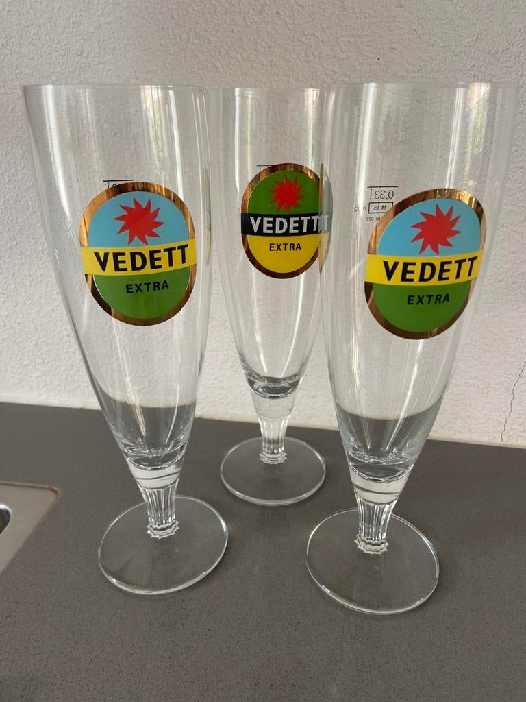 Vedett glazen, drie stuks, Ophalen, Gebruikt, Bierglas