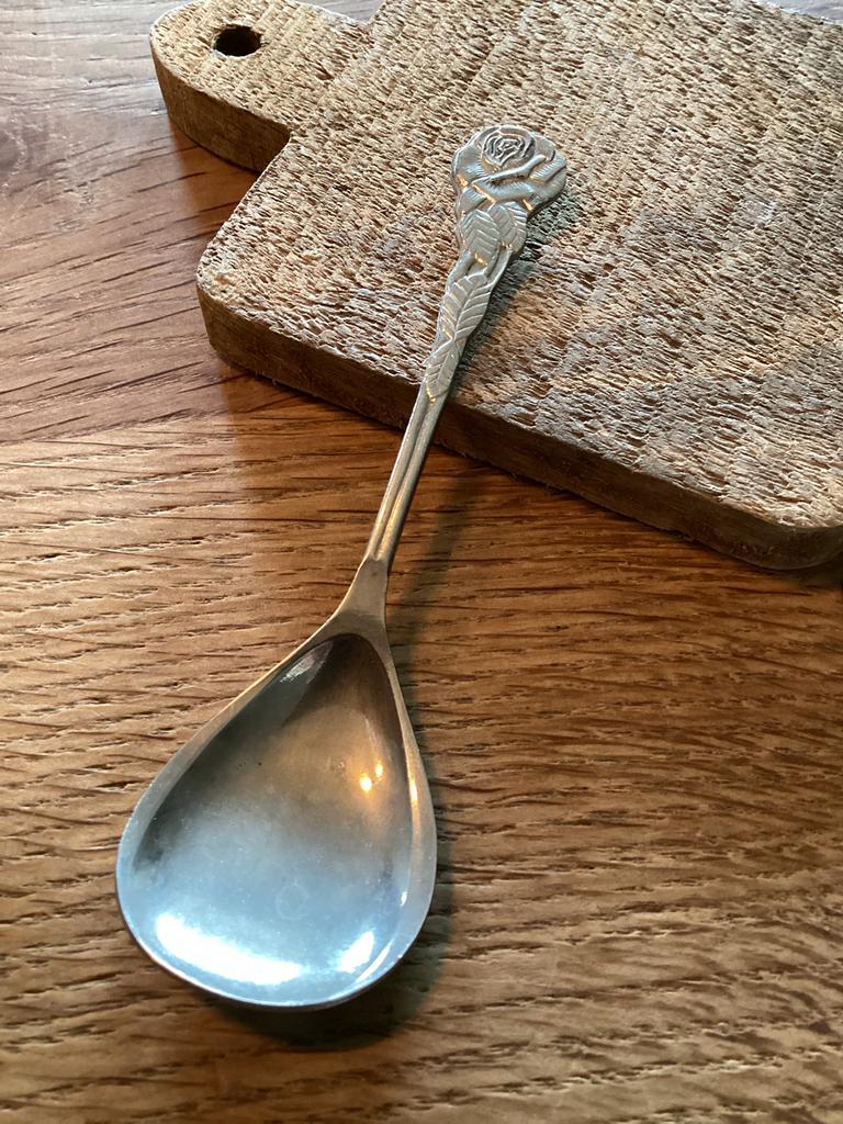 Suikerlepeltje Roos, Antiek en Kunst, Antiek | Bestek, Ophalen of Verzenden