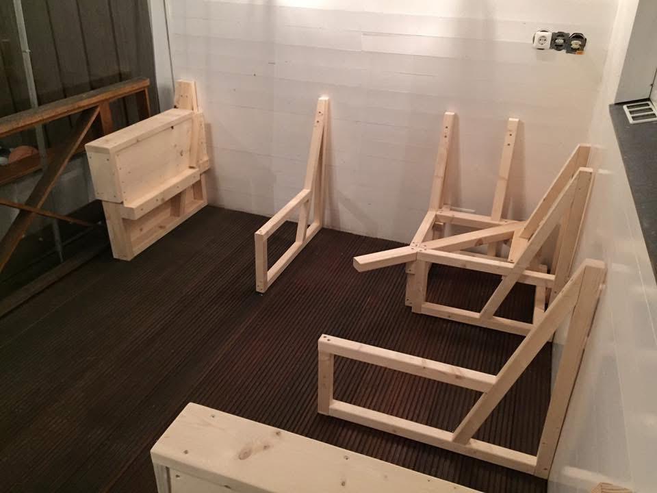 Te koop steiger houten hoekbank, Tuin en Terras, Ophalen, Zo goed als nieuw, Hout