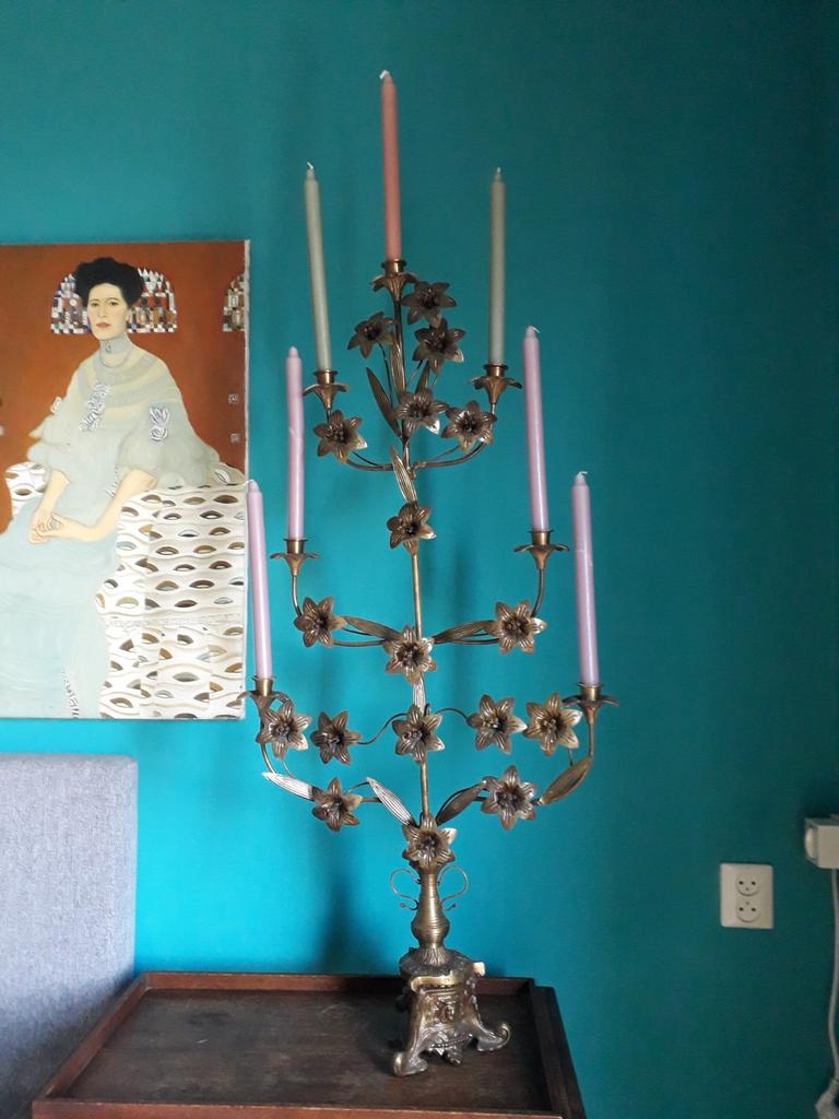 Fantastische antieke Franse grote kerkkandelaar, Ophalen of Verzenden, Gebruikt