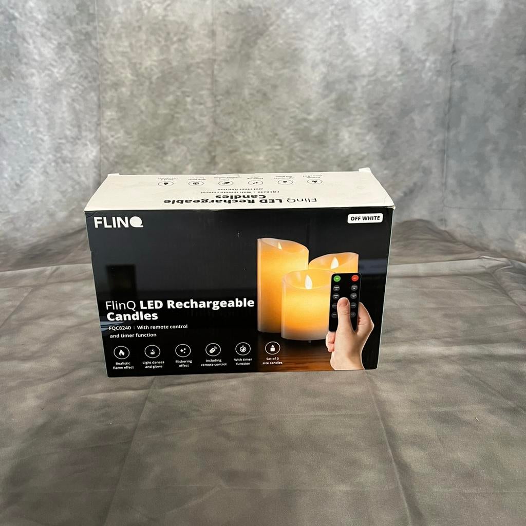 FlinQ Oplaadbare LED Kaarsen BewegendeVlam Afstandsbediening, Overige materialen, Nieuw, Ophalen of Verzenden, Crème
