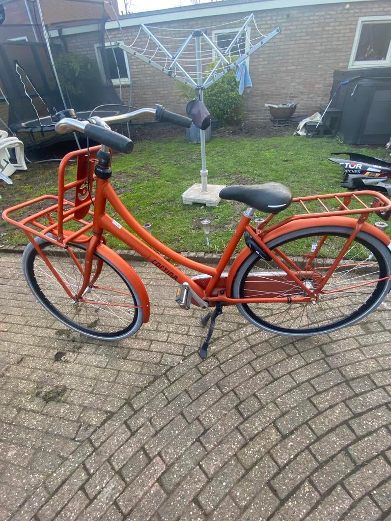Oranje cortina met voordrager, Fietsen en Brommers, Fietsen | Dames | Damesfietsen, Versnellingen, Ophalen, Overige merken, 53 tot 56 cm
