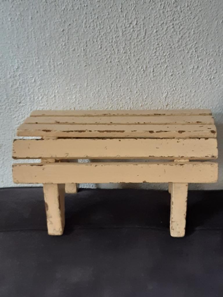 Houten vensterbankje "opstapje",oud shabby stoer brocante, Ophalen of Verzenden