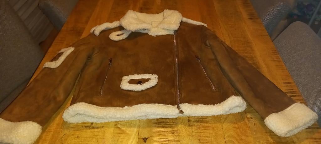 Bruine jas met teddy voering, Maat 38/40 (M), Bruin, Ophalen of Verzenden, Onbekend