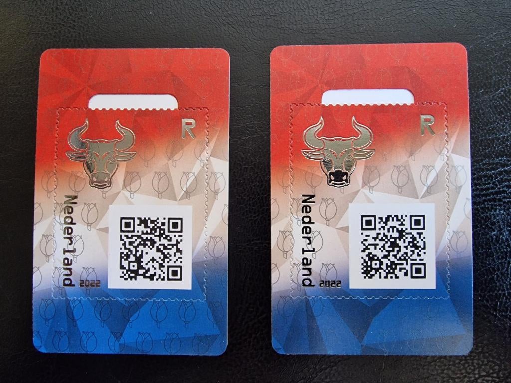 2022 NL Crypto Stamp - Stier - Zwart en Groen. Postfris., Ophalen of Verzenden, Na 1940, Postfris