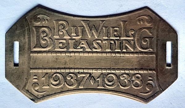 Fietsplaatje Rijwielbelasting 1937-1938, Verzenden, Overige materialen, Nederland