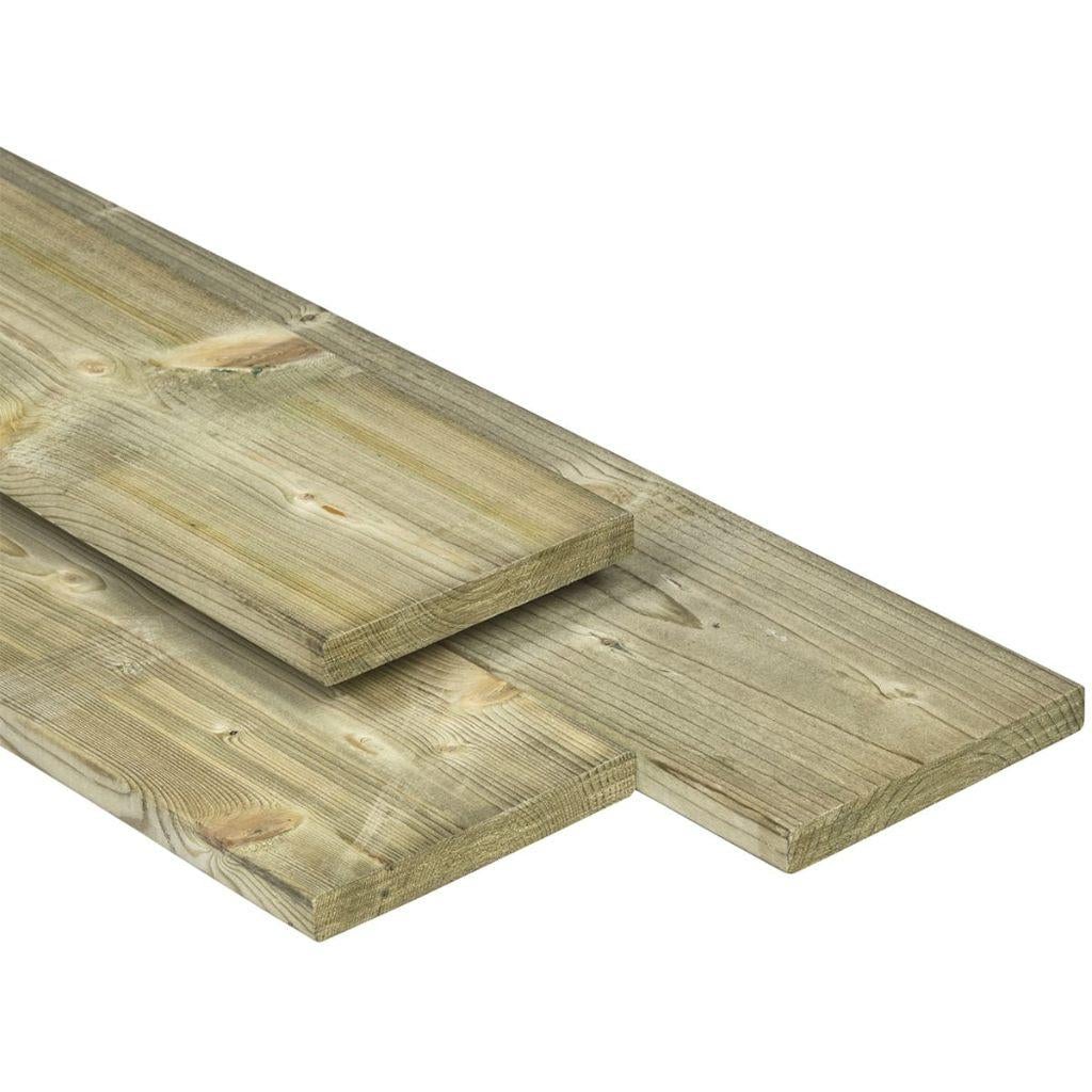 Grenen plank 1,5x14x400cm groen geïmpregneerd uit voorraad!, Ophalen of Verzenden, Nieuw, 250 cm of meer, Planken