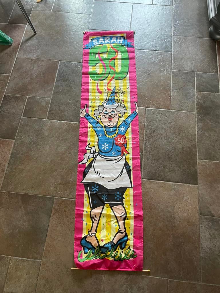 Sarah 50 jaar verjaardag banner, Ophalen of Verzenden, Zo goed als nieuw