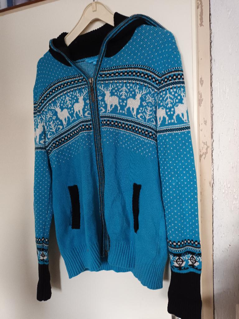 wollen vest Human nature blauw rendieren. Noors mt XL, Blauw, Maat 56/58 (XL), Ophalen of Verzenden, Zo goed als nieuw