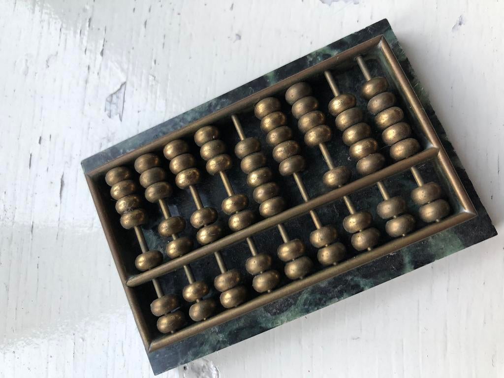 Vintage Chinees telraam Abacus op groen marmer, Ophalen of Verzenden