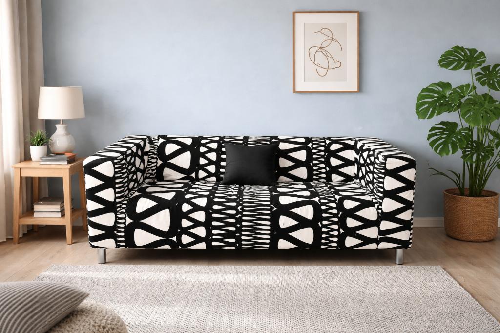 IKEA Klippan 2-zits bank – design hoes – zwart/wit, Ophalen, Gebruikt, 150 tot 200 cm, Tweepersoons