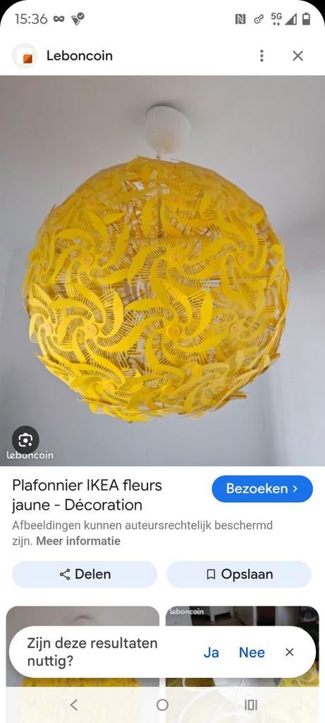 Ikea Grimsas gele kroonluchter, Ophalen of Verzenden, Gebruikt, Minder dan 50 cm