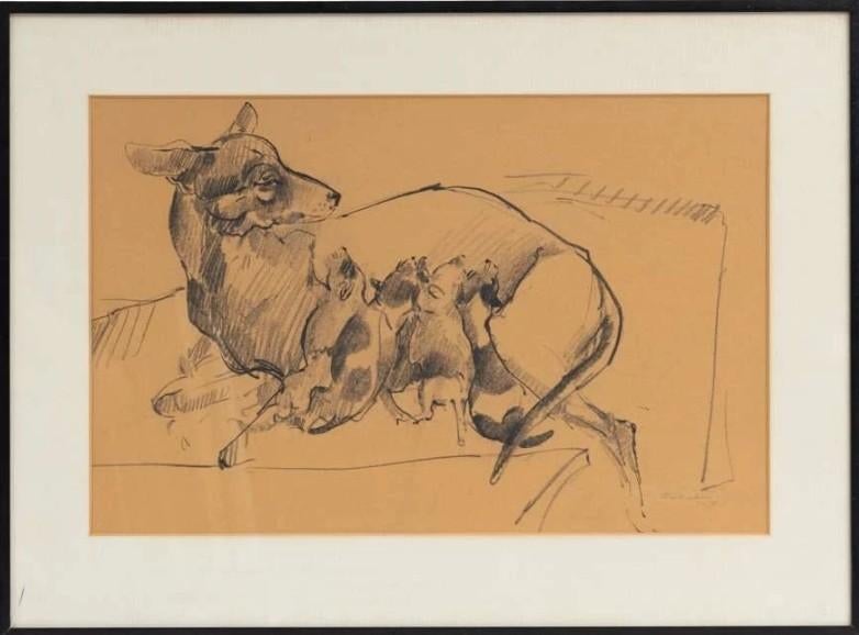 Frits van Eeden hond met puppy`s, Ophalen of Verzenden