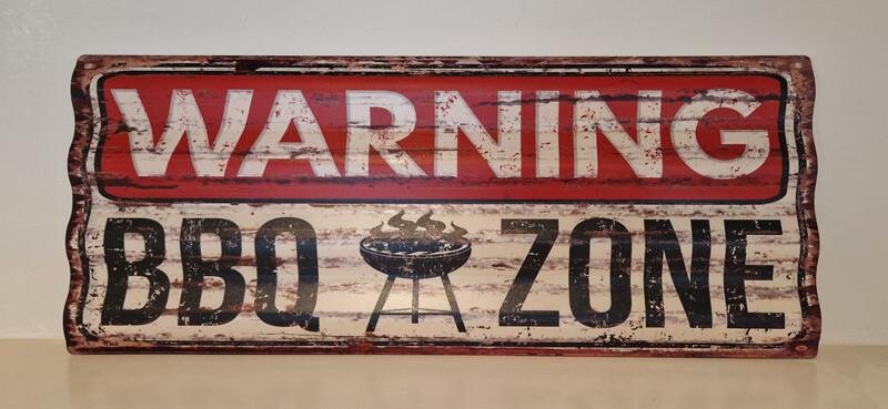 BBQ, metaal wandbord, warning, warning BBQ zone, Ophalen of Verzenden, Nieuw
