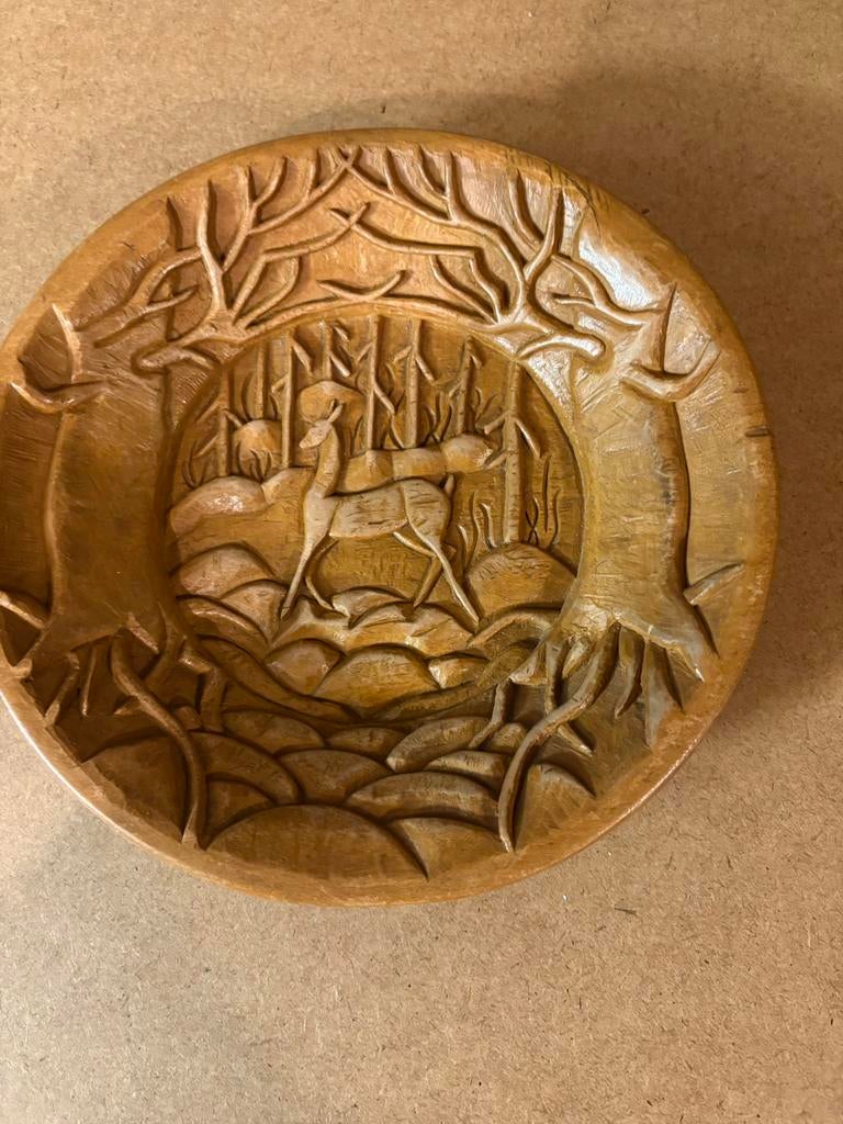 Hand gesneden wand bord, Ophalen of Verzenden