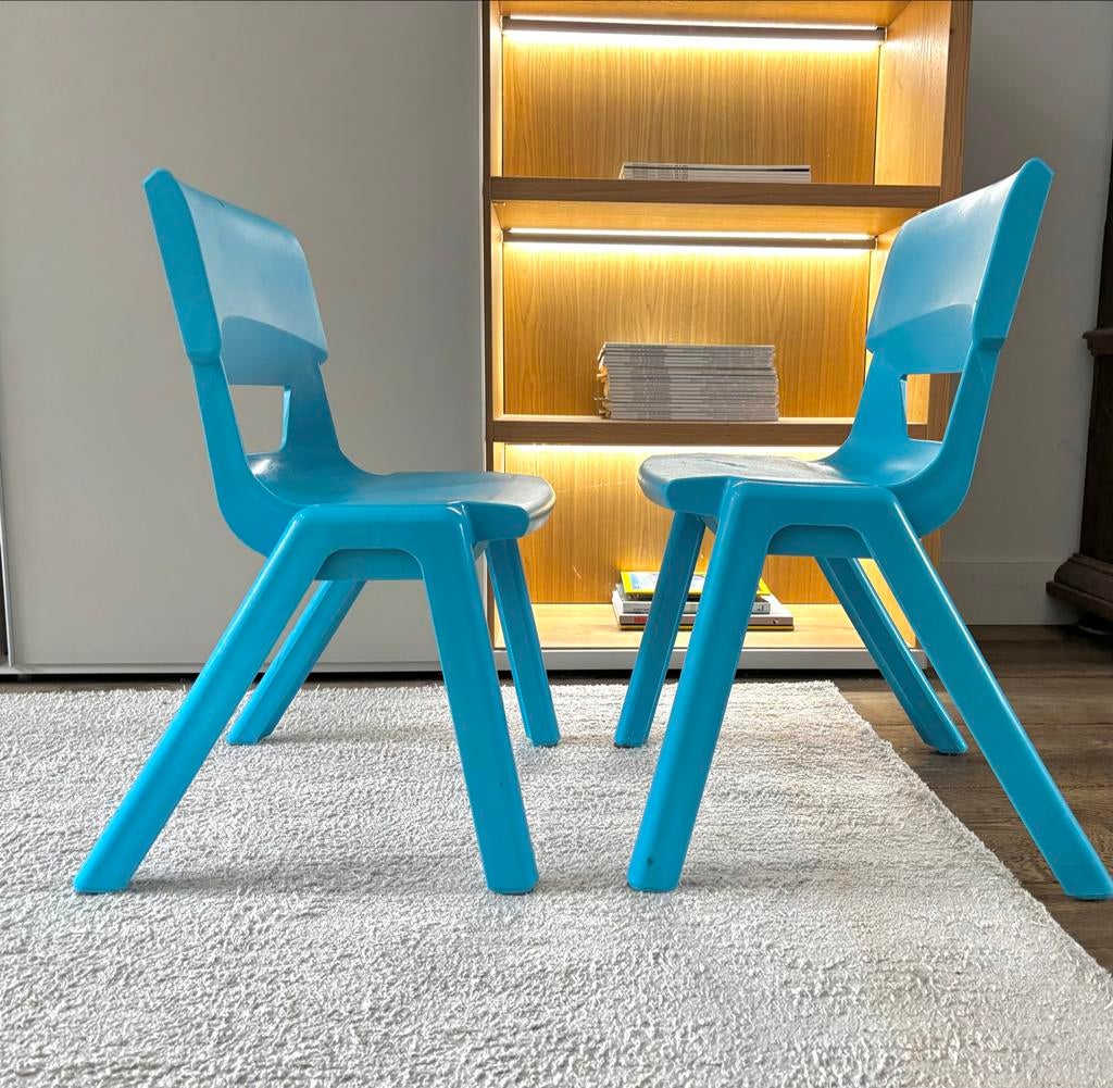 2x Postura+ Kinderstoel Aqua Blauw, Ophalen, Kunststof, Twee, Blauw