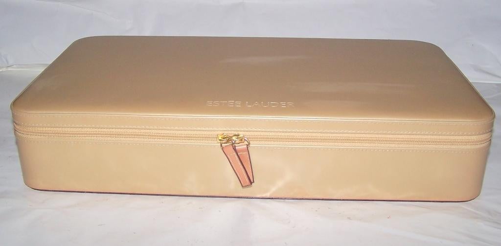 Prachtige goudkleurige Estée Lauder makeup/sieradenkoffer., Softcase, Beige, Ophalen of Verzenden, Zo goed als nieuw