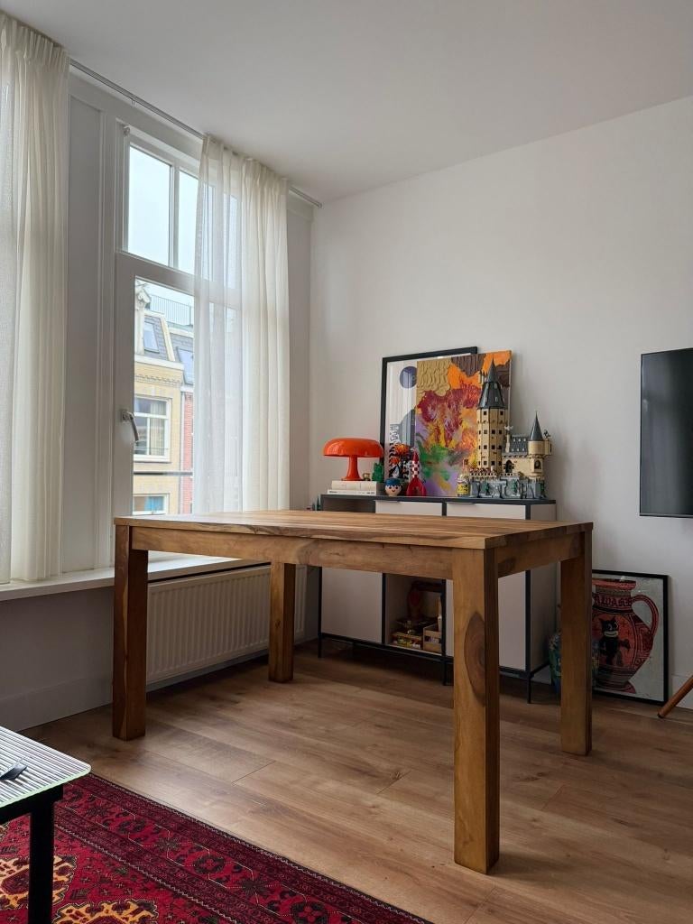 Massief Houten Eettafel – Sheesham (140 × 90 × 76 cm), Huis en Inrichting, Tafels | Eettafels, Ophalen, Gebruikt, 100 tot 150 cm