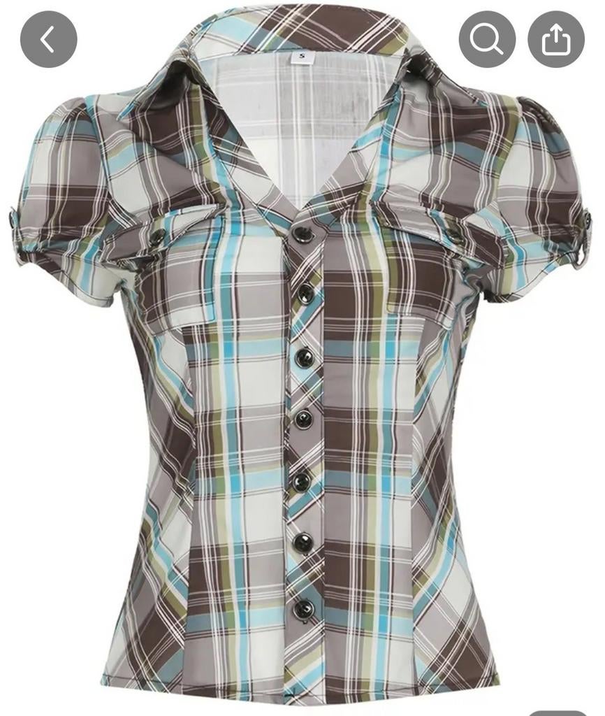 Geruite western blouse slimfit maat S, Kleding | Dames, Ophalen of Verzenden, Nieuw, Maat 36 (S), Overige kleuren