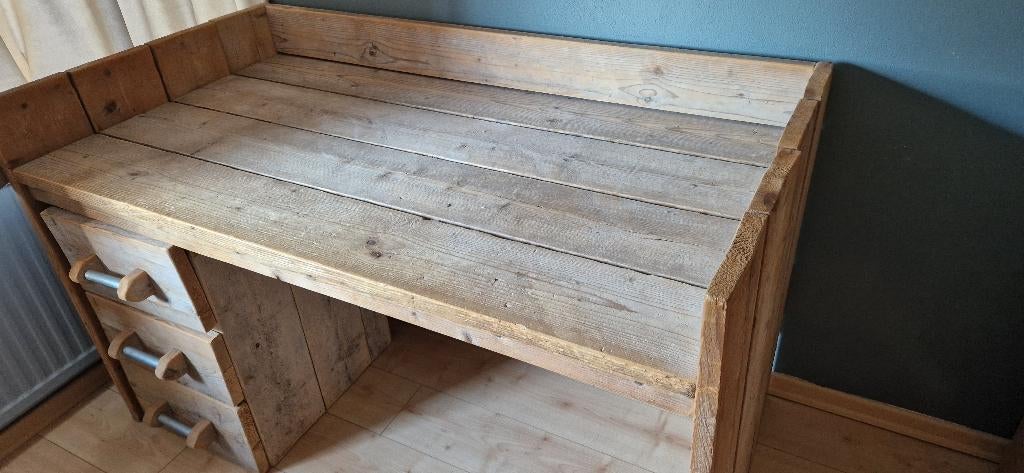 Steigerhouten bureau met ladekastje, Ophalen, Gebruikt