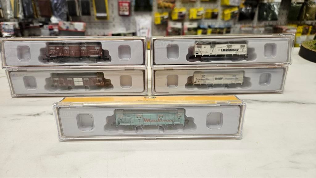 Brawa N DB Gesloten goederenwagens ZGAN OVP, Overige merken, Gelijkstroom, Wagon, Ophalen of Verzenden