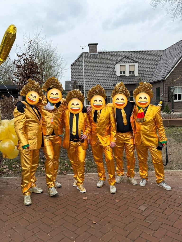 Super toffe gouden loopgroep! 1e prijs in de optocht., Kleding | Heren, Maat 52/54 (L), Carnaval, Ophalen of Verzenden, Zo goed als nieuw