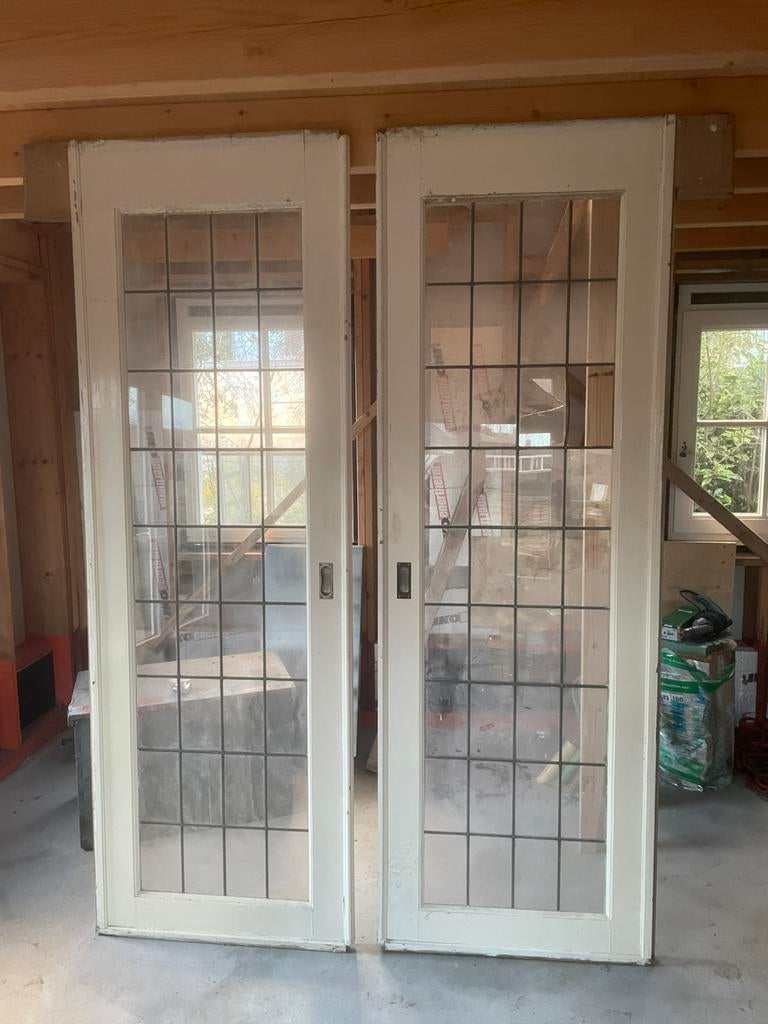 Schuifdeuren glas in lood, 80 tot 100 cm, 215 cm of meer, Binnendeur, Ophalen of Verzenden