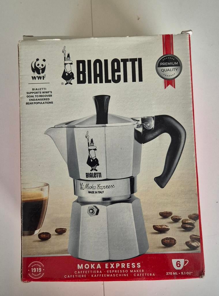 Bialetti Moka Express 6 kops percolator 250ml, Ophalen of Verzenden, Nieuw, Espresso apparaat