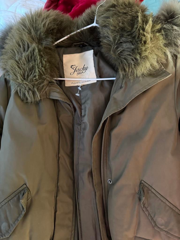 Jacky Girls winterjas met bontkraag, Ophalen of Verzenden, Gedragen, Maat 38/40 (M), Groen
