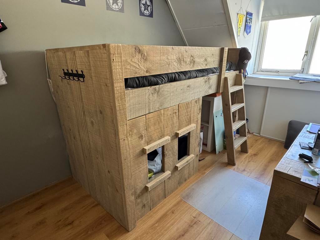 Haffhoogslaper Steigerhout, Ophalen, Eenpersoons, Steigerhout, Overige maten