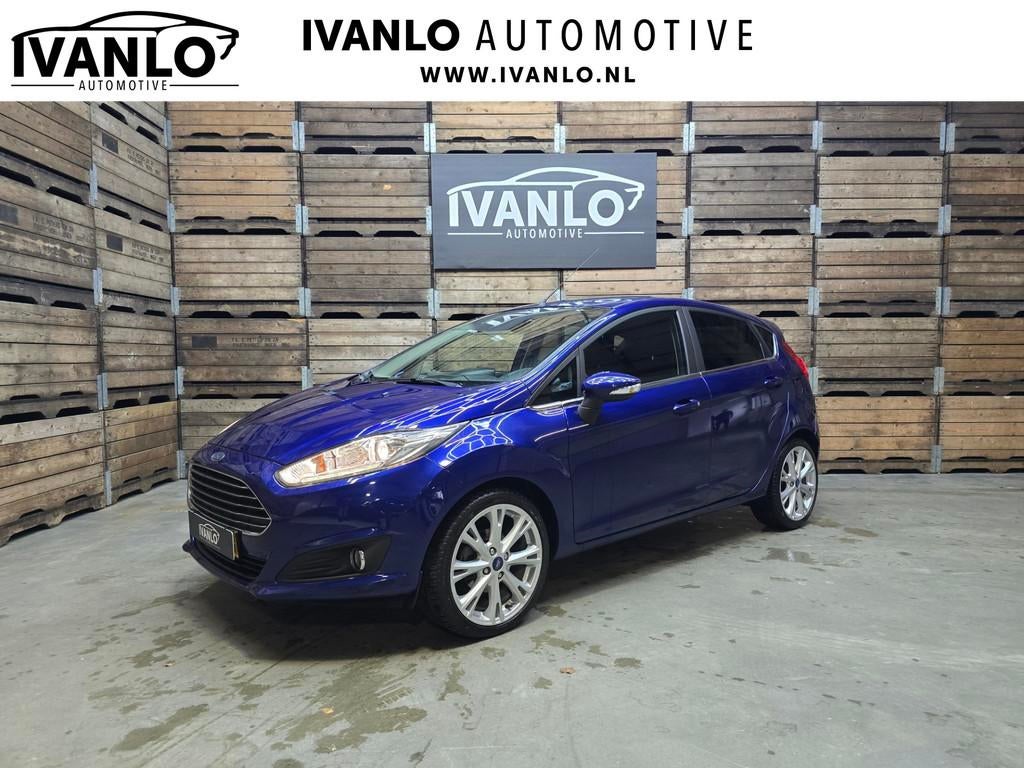 Ford Fiesta 1.0 EcoBoost Titanium Navi Clima pdc 17"lm 125 p, Voorwielaandrijving, 125 pk, Blauw, Leder en Stof