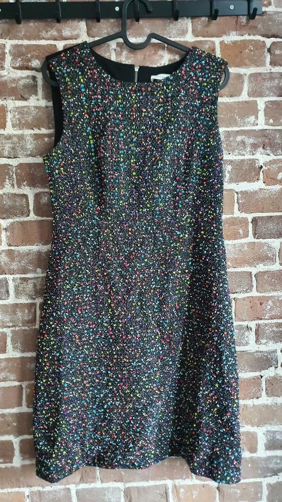 Diane von Fürstenberg jurk zwart multicolor stippen maat S, Maat 38/40 (M), Zwart, Ophalen of Verzenden, Zo goed als nieuw