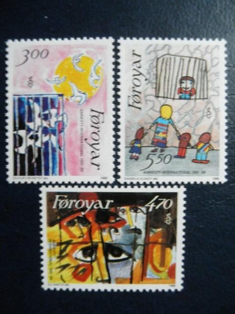 Postzegels Faeröer 1986 Amnesty Int. - c.w. € 6,00 postfris., Ophalen of Verzenden, Denemarken, Postfris