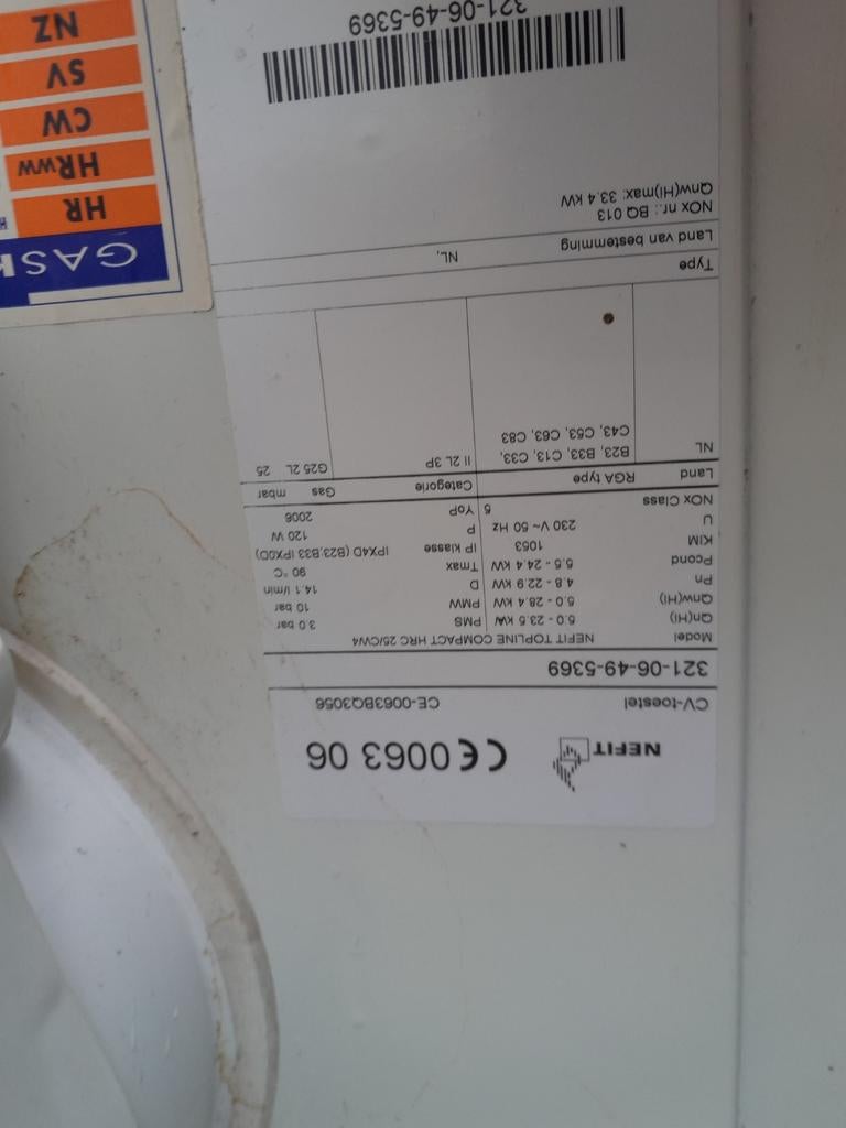 Goed werkende Nefit TopLine gasketel (HR), Ophalen, Gebruikt, Hoog rendement (Hr), Cv-ketel of Combi-ketel