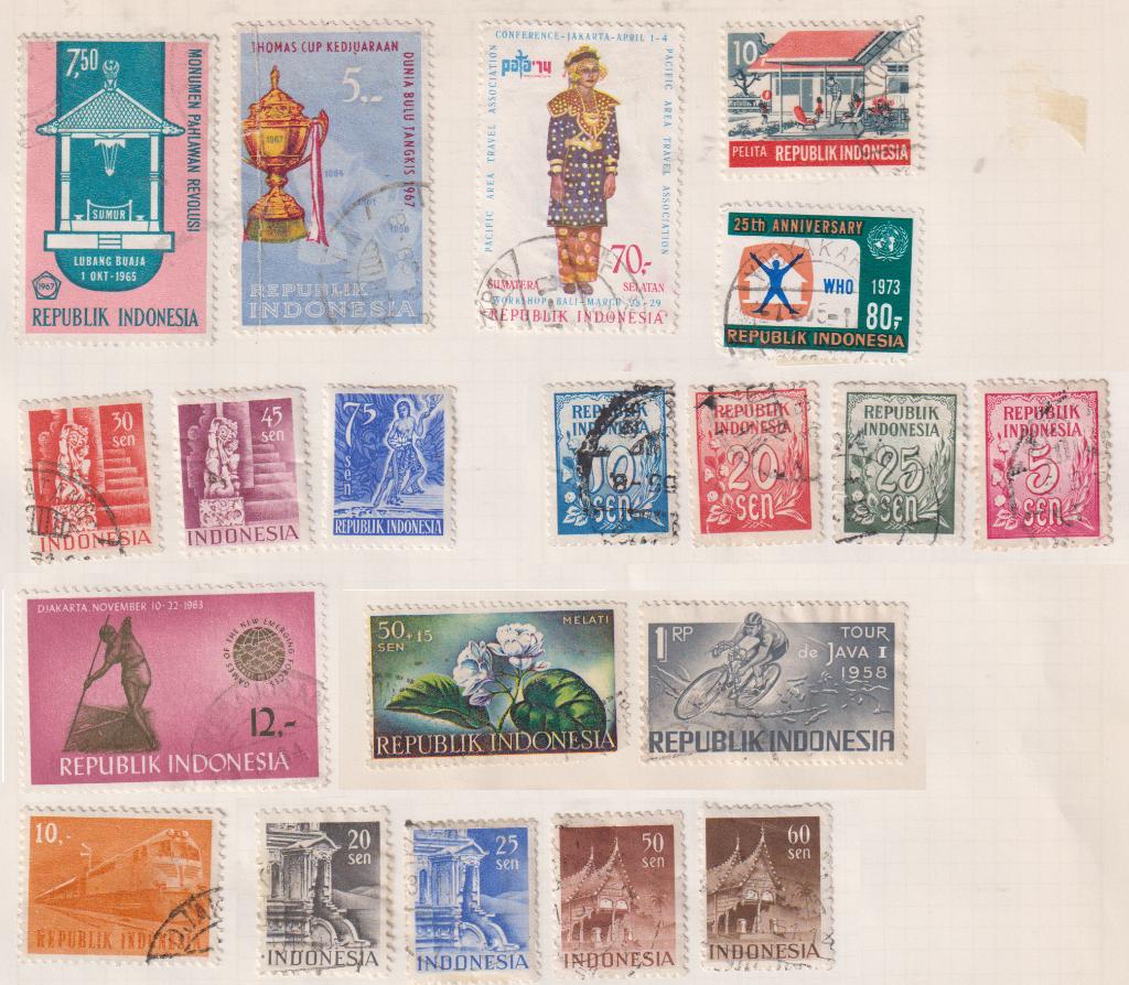 Indonesie Diverse zegels, Verzenden, Gestempeld, Overige thema's