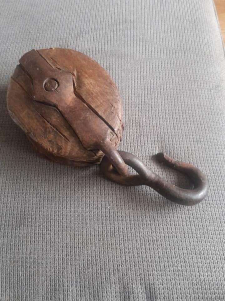 Antieke houten katrol, Antiek en Kunst, Ophalen of Verzenden