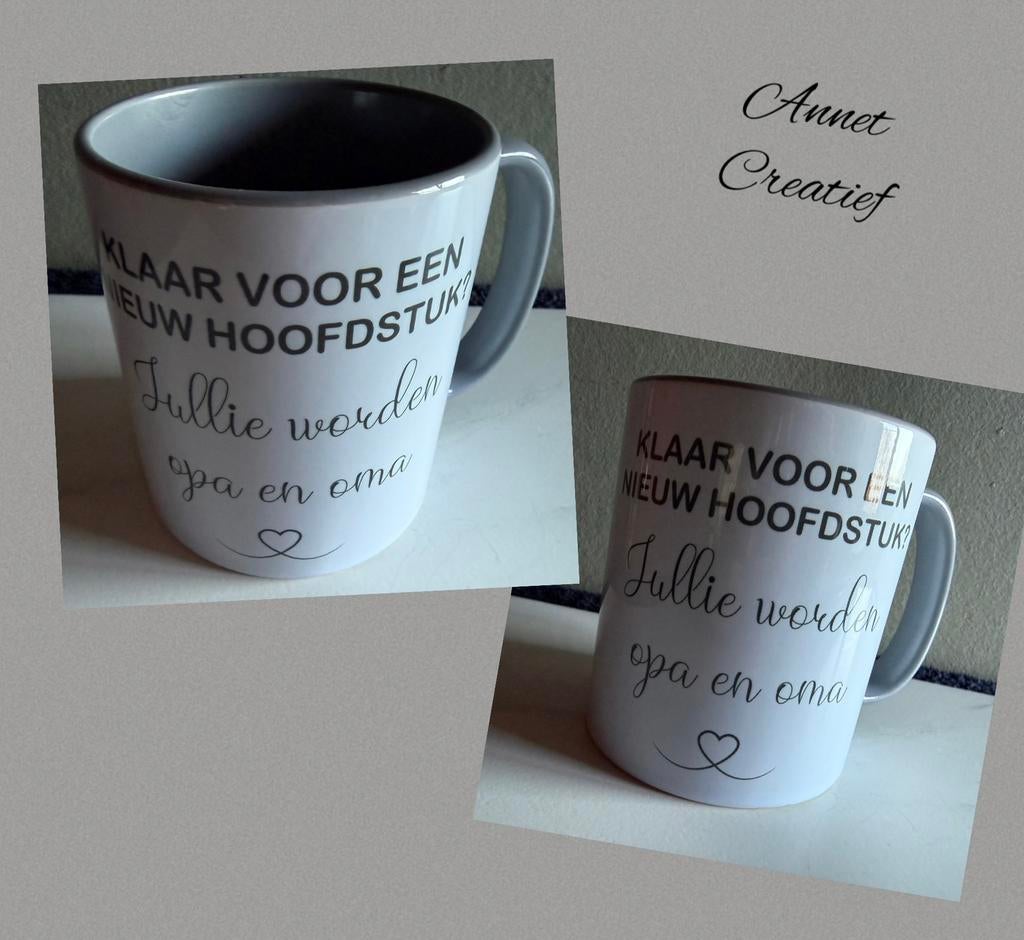 Mok voor ( toekomstige) opa en oma, Nieuw, Ophalen of Verzenden, Overige stijlen, Kop(pen) en/of Schotel(s)