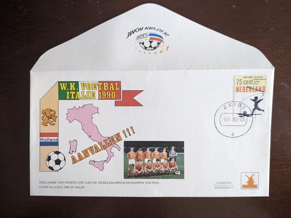 NL 1990; Env. W.K. VOETBAL ITALIE 1990 3 FOTO'S LEES !, Verzenden, Envelop