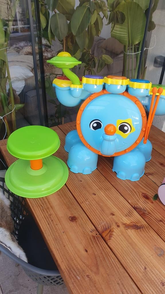 VTech Baby Olifant Drumstel met Krukje, Ophalen, Zo goed als nieuw, Overige typen, Met licht