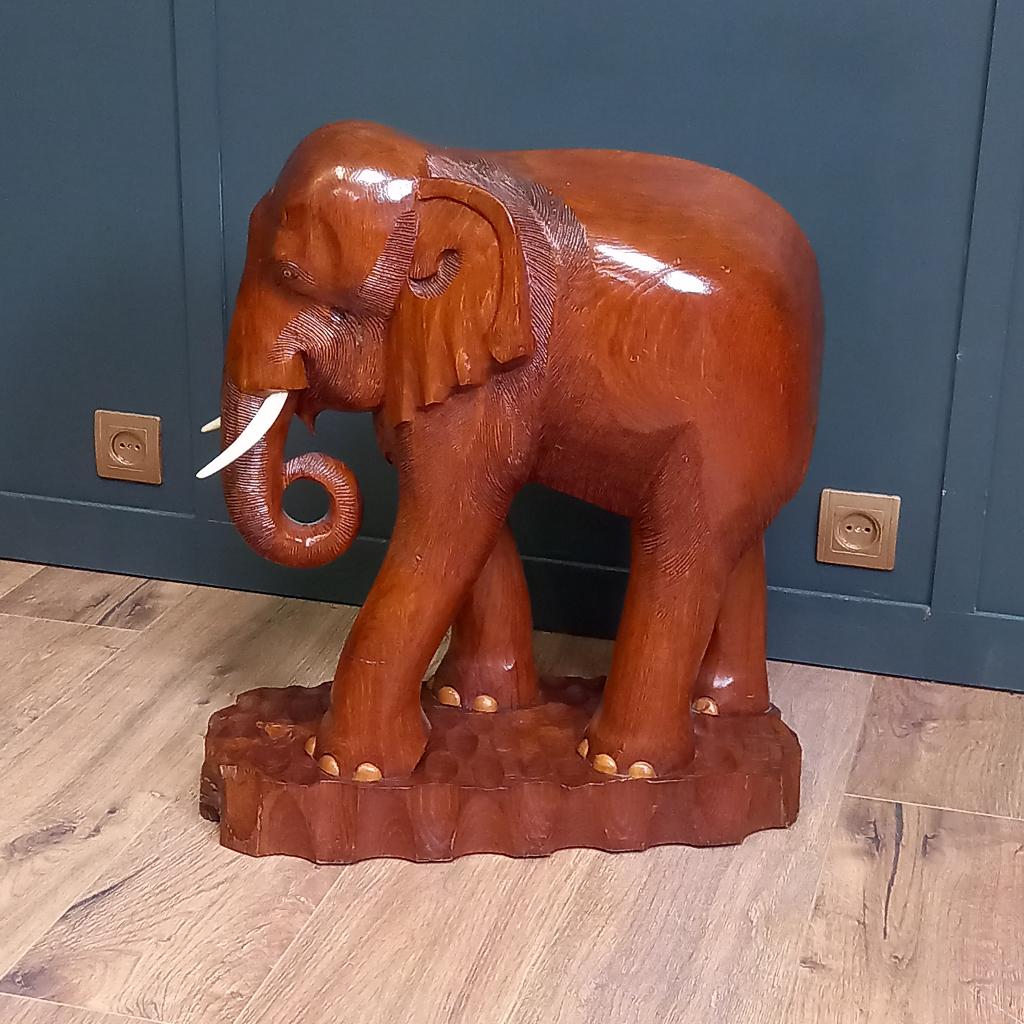 Antieke grote houten olifant, Ophalen of Verzenden, Gebruikt