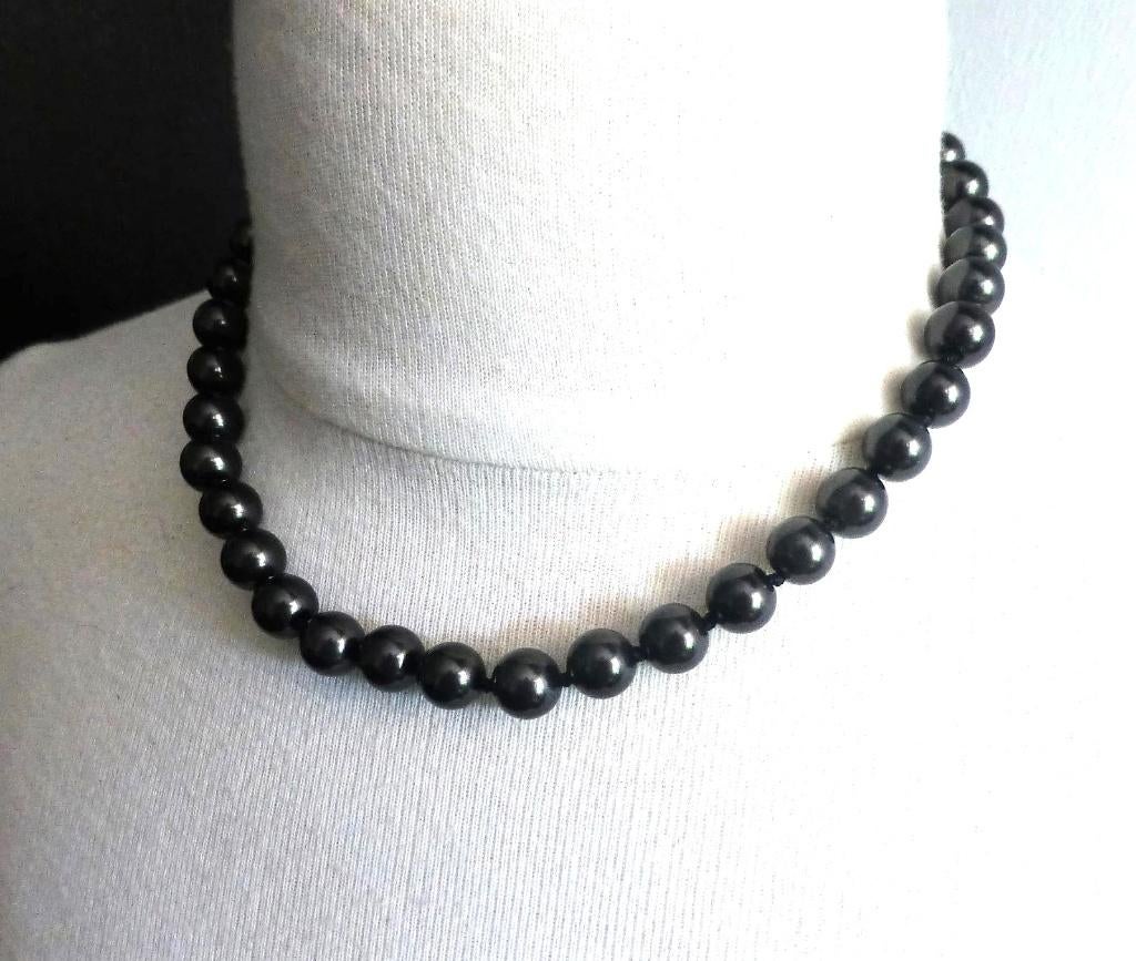 Donkergrijze parelketting van Chaps, Sieraden, Tassen en Uiterlijk, Kettingen, Verzenden, Zo goed als nieuw, Grijs, Overige materialen