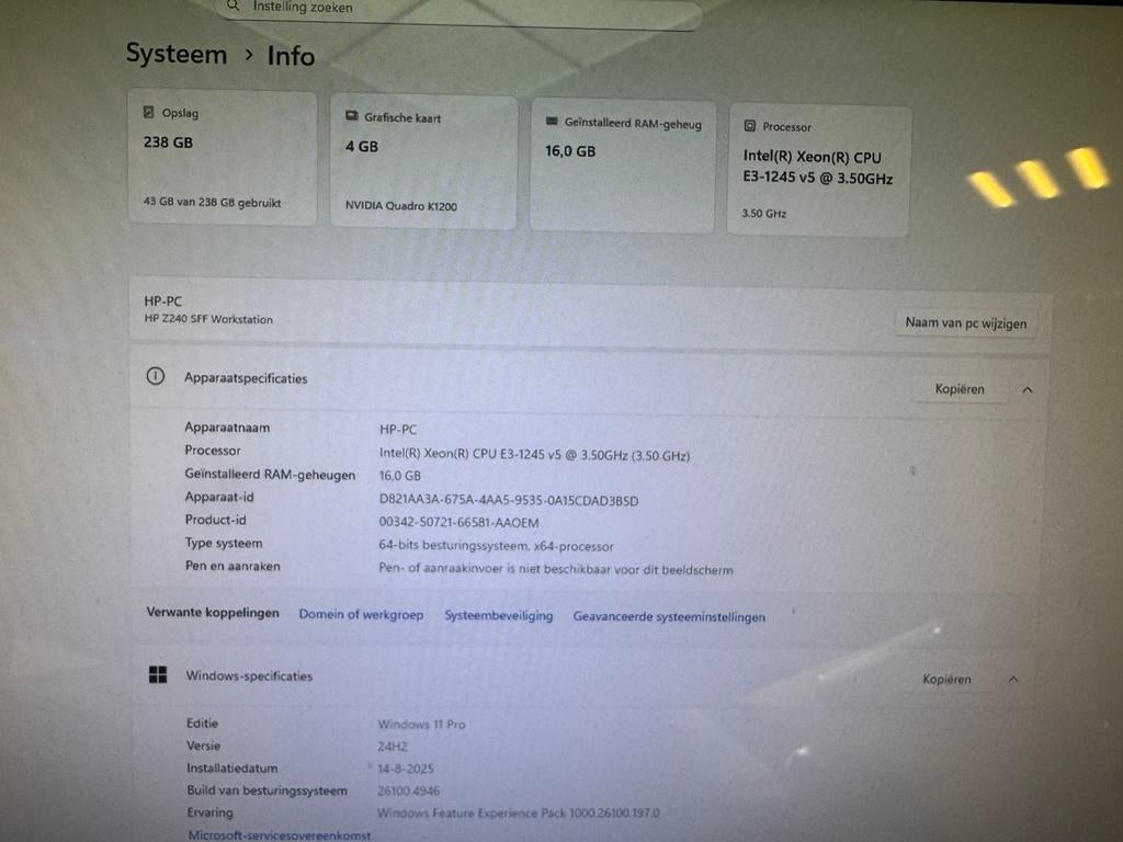 HP Z240 Workstation, Ophalen, Zo goed als nieuw, 3 tot 4 Ghz, SSD