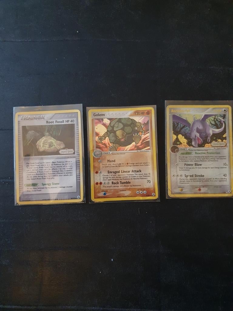 Pokémon Kaarten: Golem, Aerodactyl en Root Fossil Trainer, Ophalen of Verzenden, Gebruikt, Meerdere kaarten
