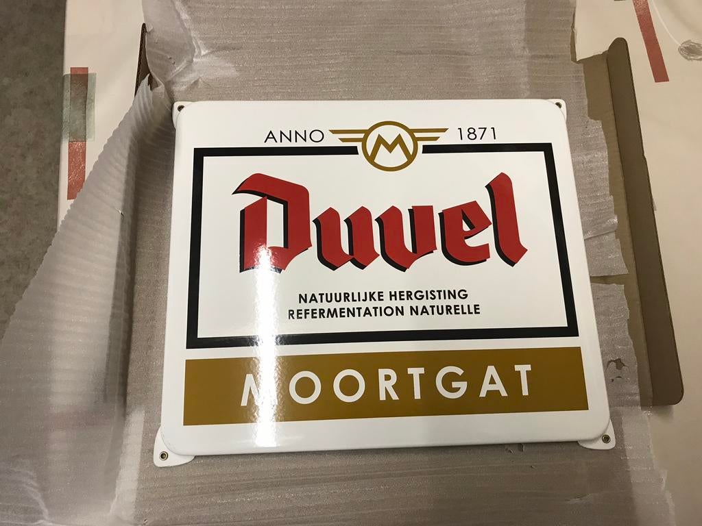Duvel emaille reclamebord, Ophalen of Verzenden, Zo goed als nieuw, Reclamebord