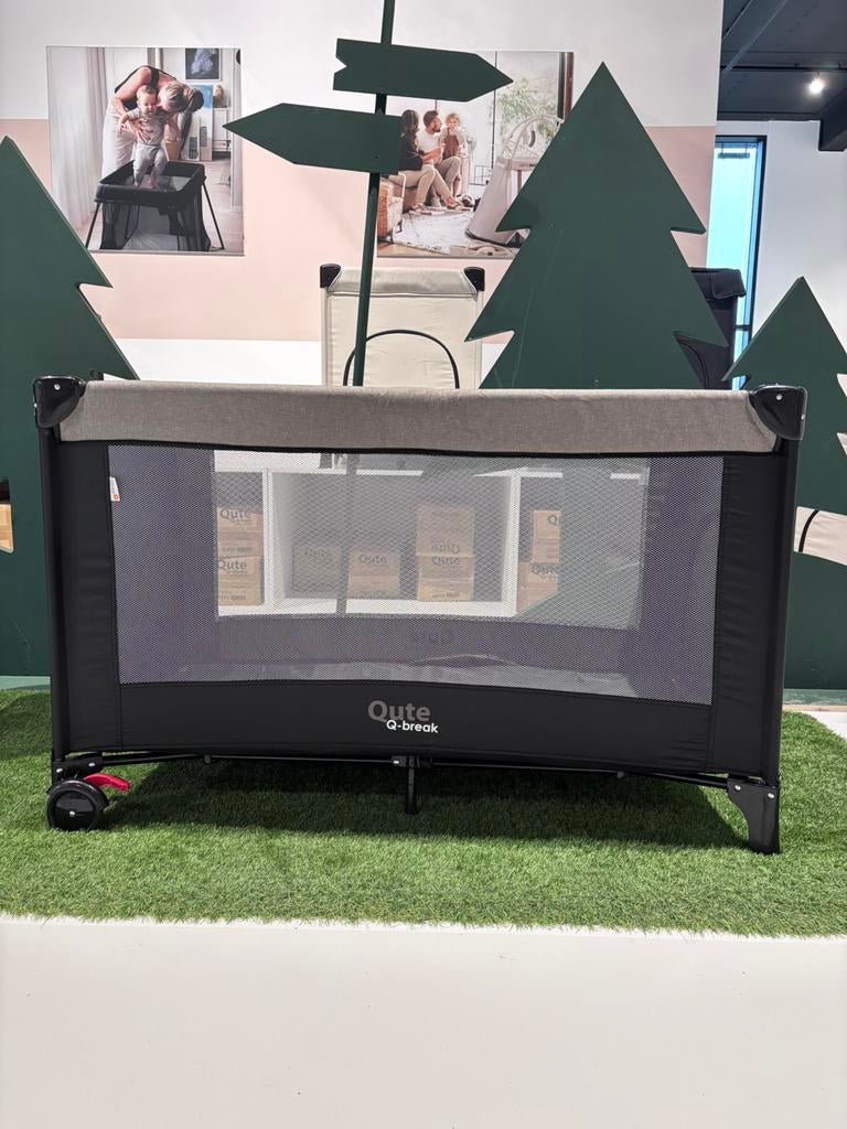 Qute q-break Campingbedje Zwart/ Jeans Taupe Showmodel!, Ophalen, Nieuw, Reisbedje