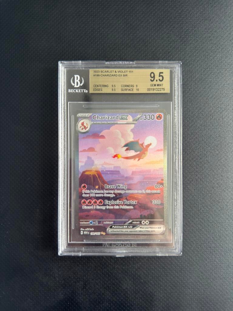 Charizard EX 199 – BGS (Beckett) 9.5, Ophalen of Verzenden, Zo goed als nieuw, Losse kaart