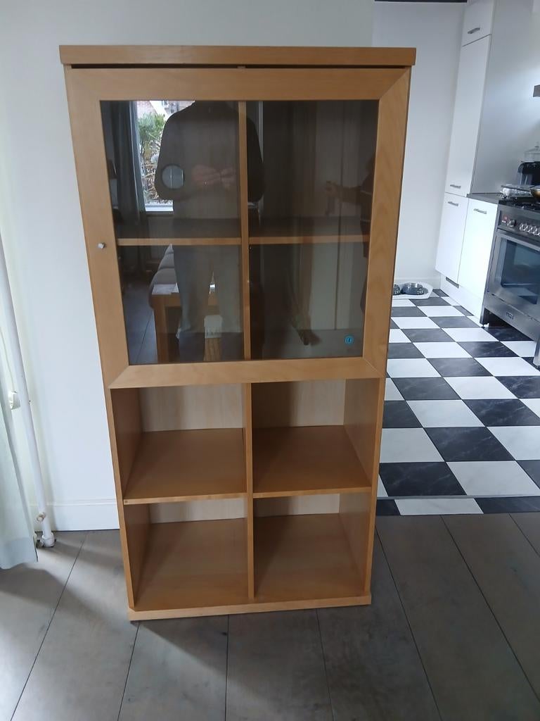 IKEA Vitrinekast met glazen deuren en open vakken, Ophalen, Met deur(en), Modern, Scandinavisch, Glas